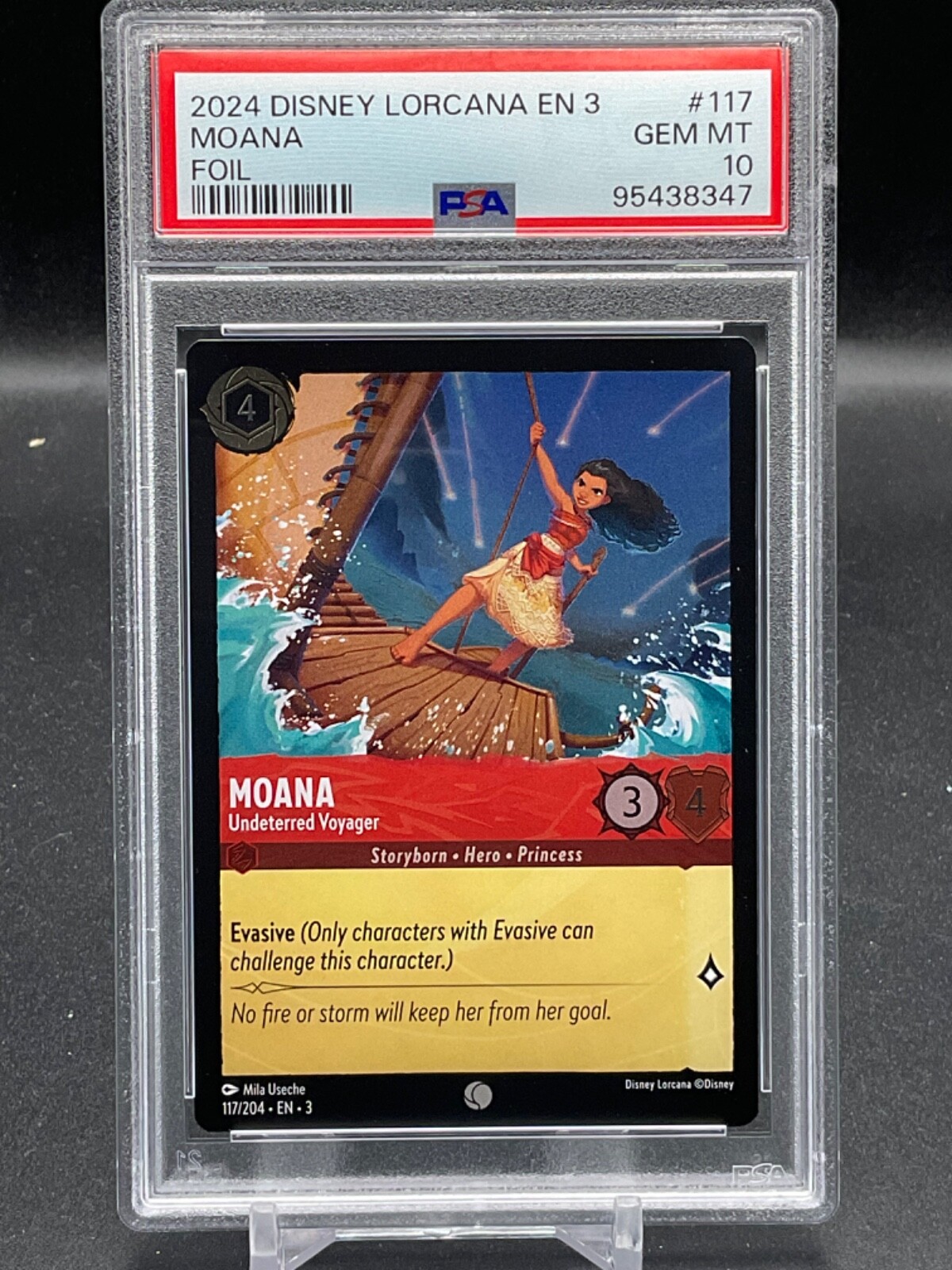 Disney Lorcana Into the Inklands Foil Card #117 Moana Undeterred Voyager PSA 10