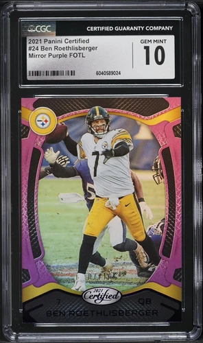 2021 Panini Certified Ben Roethlisberger #24 Mirror Purple FOTL /10 CGC 10 Gem