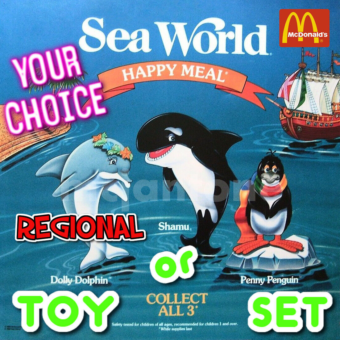 McDonald's 1988 SEA WORLD OHIO Shamu REGIONAL Whale PVC YOUR Toy