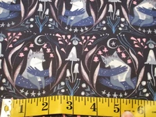 1 Fat Quarter New Cotton Fabric Blue Foxes Fox Dear Stella  Approx 21" x 18"