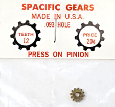 12 Tooth Brass Pinion Gear Press On Slot Car Spacific 48 Pitch .093 Motor Shaft