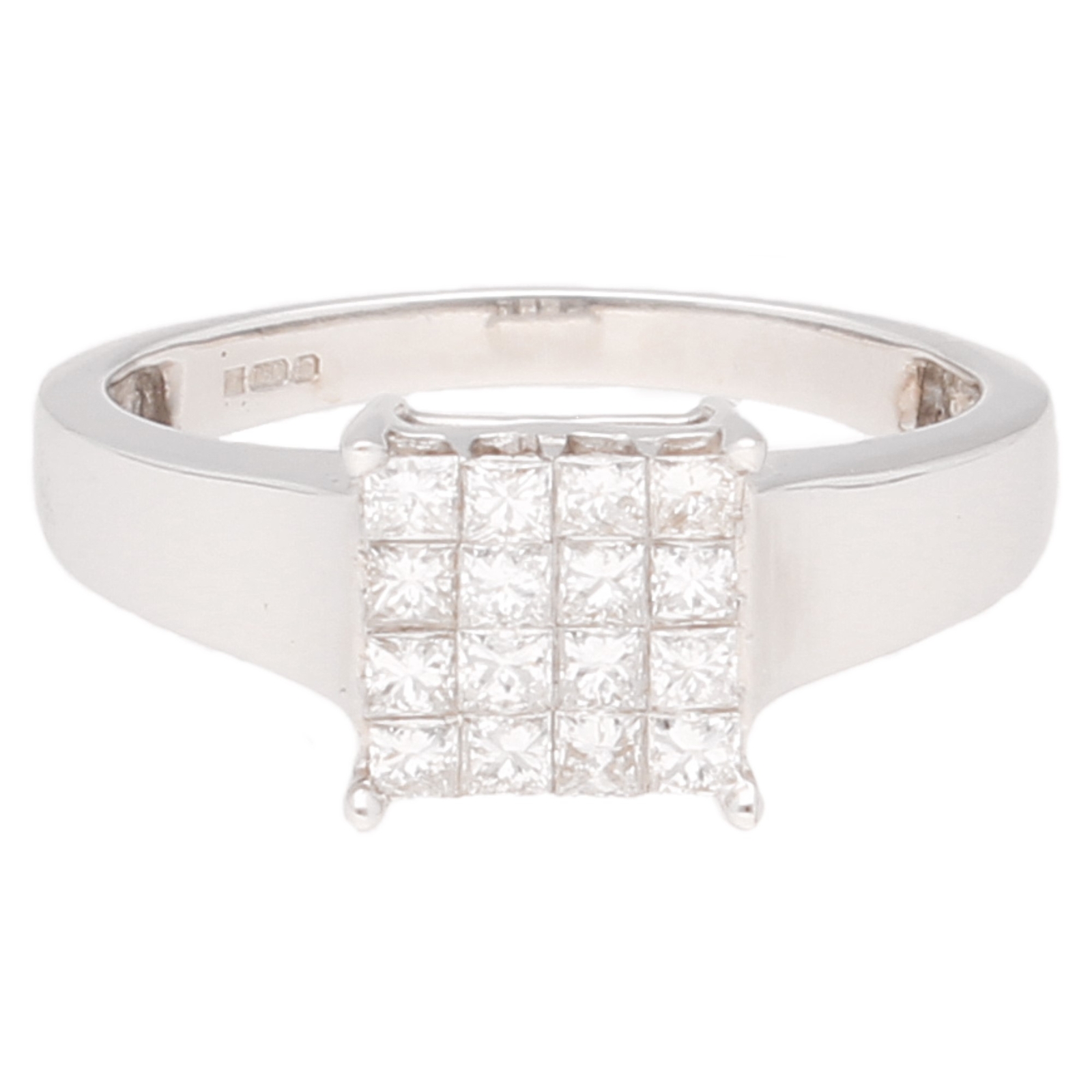 18Carat White Gold 0.50ct Diamond Cluster Ring (Size N) 7.5x7.5mm Head