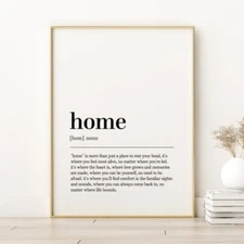Home Definition Print, Home Printable Poster, Home Wall Art Prints