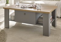 Couchtisch Wohnzimmertisch Eiche Grau Landhaus Sofatisch Schublade Ablage Rideau