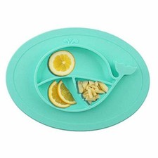 Little Dreams Silicone Whale Plate Oval Baby Toddler Child Kids Blue Aqua