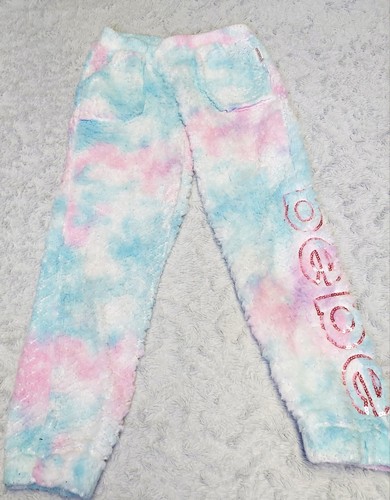 2 Bebe Girls Sweatpants Joggers Size Small 7-8 Purple Gold Sequin Logo Spell Out - Picture 7 of 12