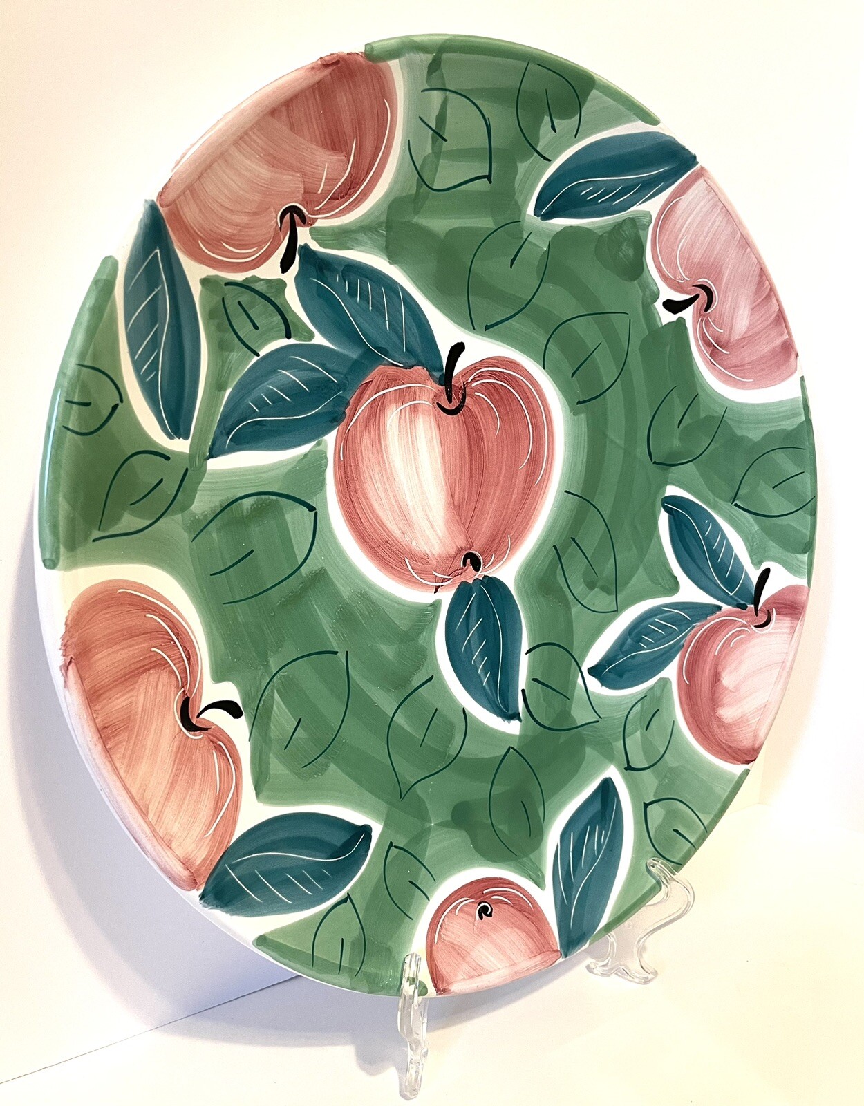 Pier 1 Platter, 16 Inch Apple Pattern Hand Painted In Italy.  Stunning. See Pics