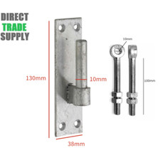 Pair of 10mm Galvanized Heavy Duty Hook on Plates & Gate Eye Bolts
