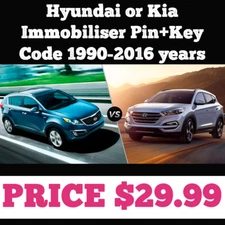 1990-2016 Years Pin code Immobiliser + Key code for Hyundai or Kia