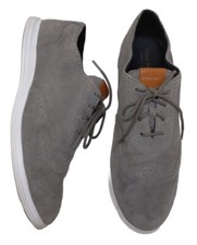  195 COLE HAAN 9.5 Shoes Misha Grand OS Gray Suede Oxford II Wingtip Womens
