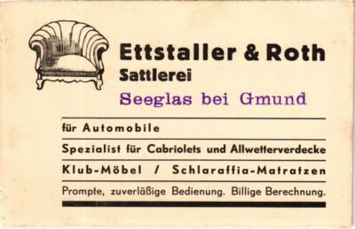 CPA Advertisement Seeglas b. Gmund Ettstaller Roth Automobile GERMANY (1272161)