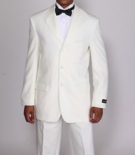 Men's 2 Piece White  Black Tuxedo Suit 3 Botton Style T-802