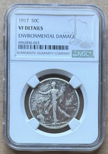 1917 50C NGC VF DETAILS 1917 WALKING LIBERTY HALF DOLLAR SILVER 50c