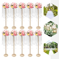 10pcs Crystal Table Centerpieces Gold Flower Stand Wedding Party Rack Decor