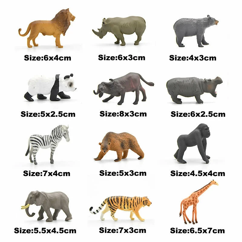 12X Wildlife Zoo Animals Lion Panda Elephant Tiger Giraffe Model Figure  Kids Toy | eBay