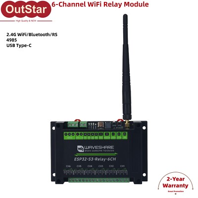 Industrial Isolated Main Control Board 6-CH WiFi Relay Waveshare ESP32-S3 5V