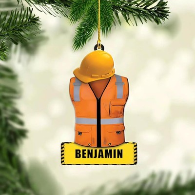 Christmas Ornament  Personalized Construction Worker Ornament  Xmas Ornament