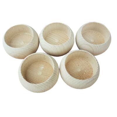 Kerzenhalter aus Holz, 5er Set rund, Naturholz, - Decoupage / unlackiert