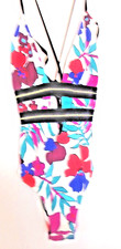 Cole of California Swimsuit One-Piece, Floral Multi Strappy Gold Trim Size 8