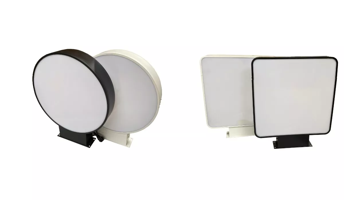 LED PROJECTING SIGN LIGHT BOX DOUBLE SIDED OUTDOOR ADVERTISING SIGN ROUND SQUARE