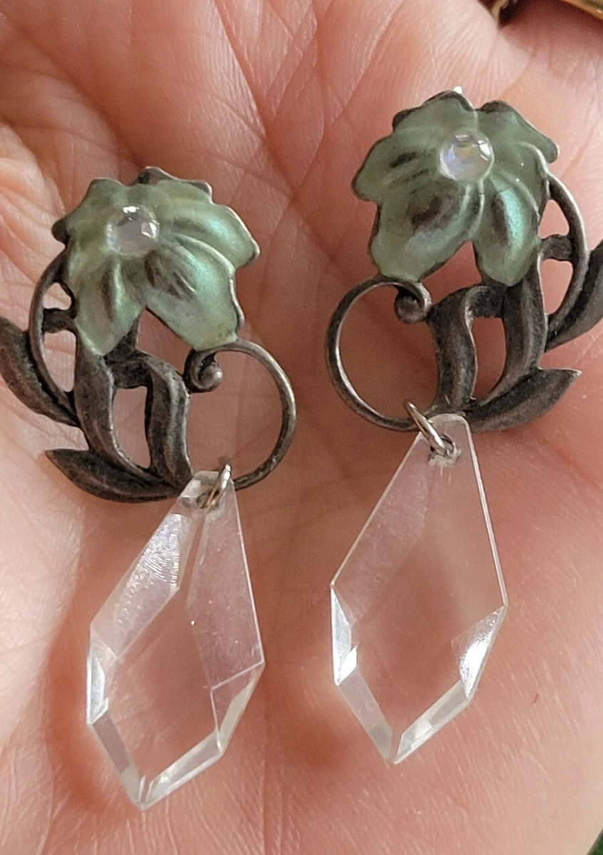 Orecchini Unici In Argento 925 Con Labradorite Naturale 5.2 Carati, Pietra Blu-Verde, Stile Art Nouveau, Ipoallergenici, Con Panno Per Pulizia