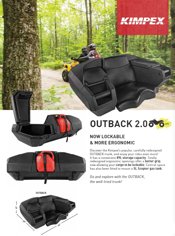 Kimpex Outback 2.0 ATV Passenger Seat w Storage Trunk, Rack Kimpex Outback 2.0 ATV Passenger Seat w Storage Trunk, Rack