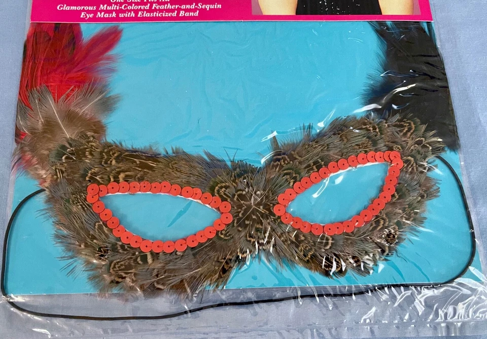 Fun World Feather/Sequin Masquerade Style Eye Mask With Elasticized Band One Sz - Image 2 of 3