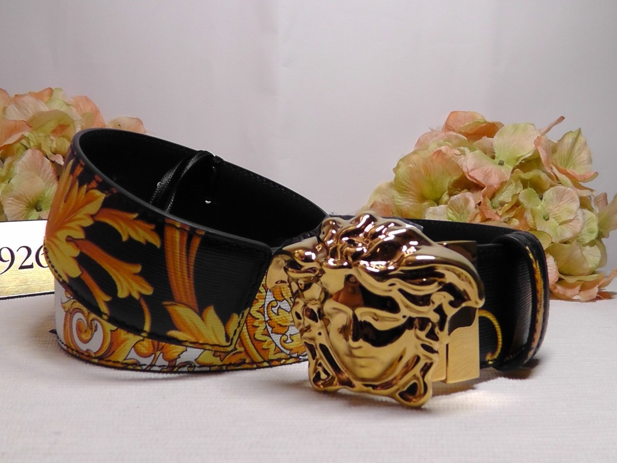 VERSACE Gold/Black Heritage Medusa Buckle Reversible Leather VERSACE Gold/Black Heritage Medusa Buckle Reversible Leather