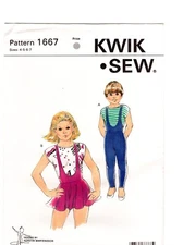 Sewing Pattern, Girls' Unitard, Leotard, Top Kwik Sew 1667, Uncut F/F