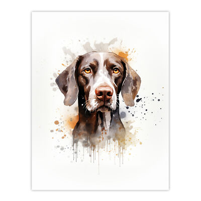 Shorthaired German Pointer Lovers Watercolour Pet Portrait Wall Art Poster Print