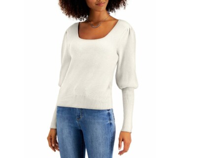 Willow Drive Womens M Whisper White Puff Sleeve Sweater NWT J17