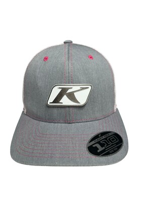 Klim Icon FlexFit 110 Snapback Trucker Hat Cap Grey Heather Pink Adult Size OSFM