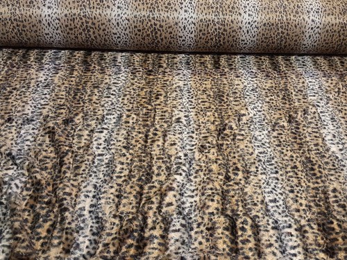 Pelliccia Corti Peluche Tessuto Beige Braun Ghepardo Decorazione Abbigliamento - Foto 3 di 6