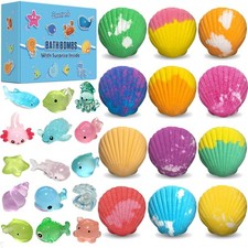Vibrant Bath Bombs for Kids with Toys Inside - Perfect for Birthdays Holidays