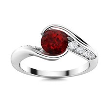 925 Sterling Silver Garnet Gemstone Solitaire With Accents Ring Jewelry