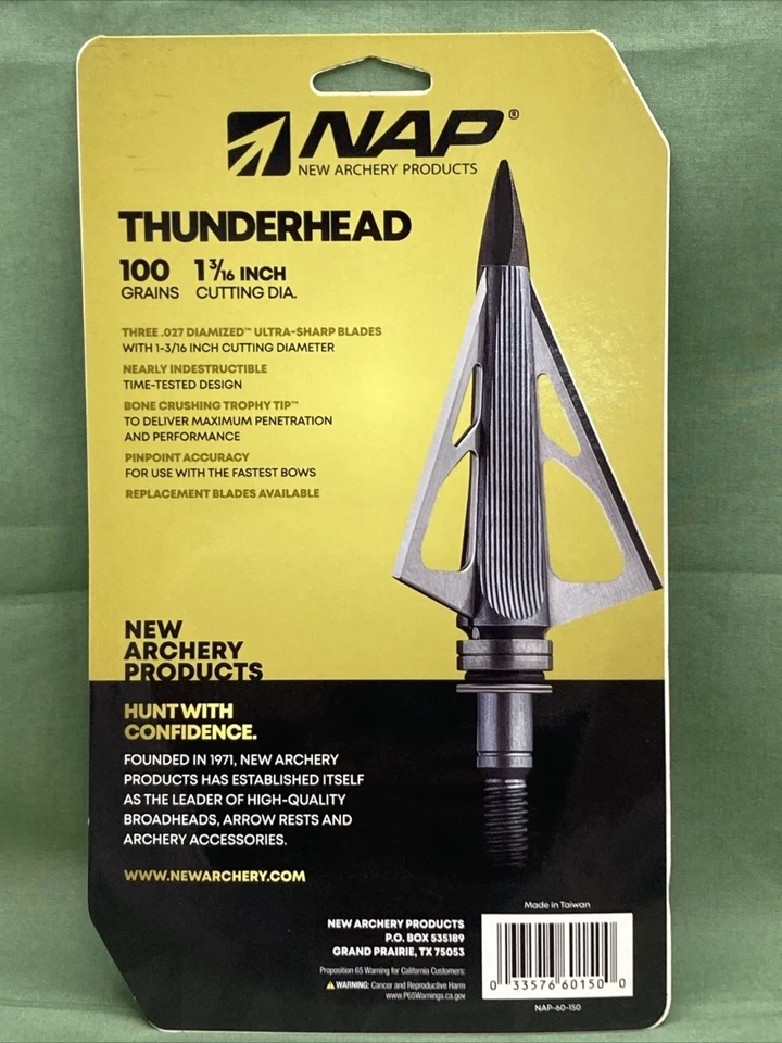 5 PK SIESTA NUEVA SIESTA-60-150 THUNDERHEAD FIJO 3 HOJAS CABEZA ANCHA 100 GR CORTE 1 3/16 Foto 2 de 2