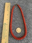 Vtg Coral Bead Necklace Woven Red Coral Orange Beaded Rope Graduated Estate Find — photo 3