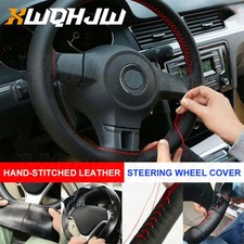 Leather Diy Car Steering Wheel Cover Anti-slip For 1538 Cm Black Leather Diy Car Steering Wheel Cover Anti-slip For 1538 Cm Black