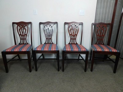 Set 4 Vintage Chippendale Rococo Mahogany Style Dining Side Chair Ships to Door!