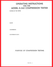 Operating Instructions For The Allen Electric Co Model E-340 Compression Tester