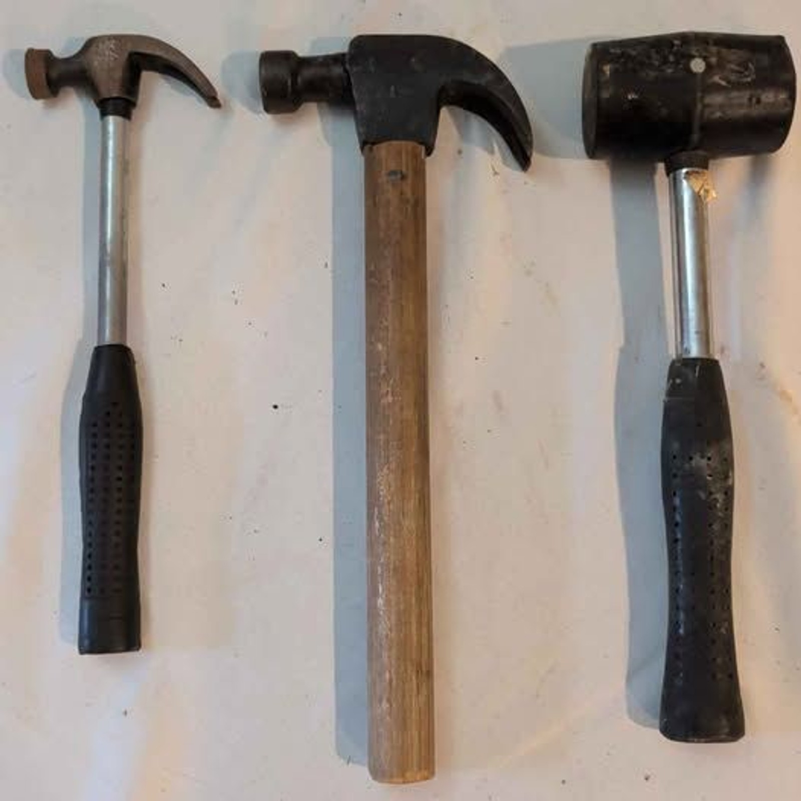 Lot of 3 Hand Tools 2 Curved Claw Hammers & 1 Rubber Mallet Workshop DIY