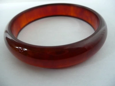 Ancien Large Bracelet Bakélite Ambre Art Déco - Photo 1/3