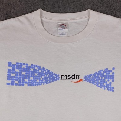 Vintage Microsoft MSDN Shirt Mens XL White Developer Network Tech Computer Y2K
