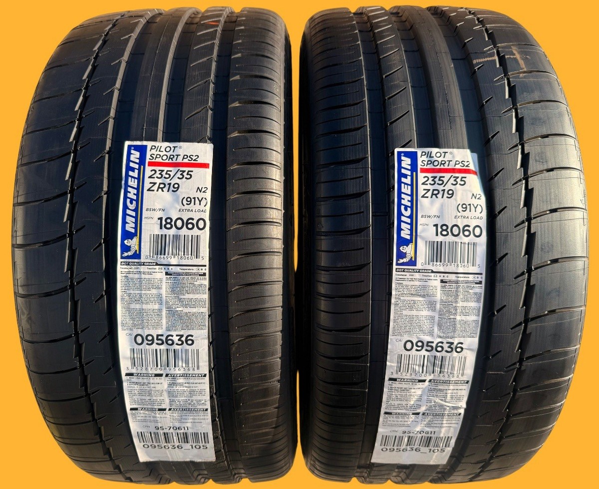 車のパーツ wheel 235/35R19 87W Set of TWO BRAND NEW 235/35ZR19 (91Y) Michelin Pilot Sport PS2 N2