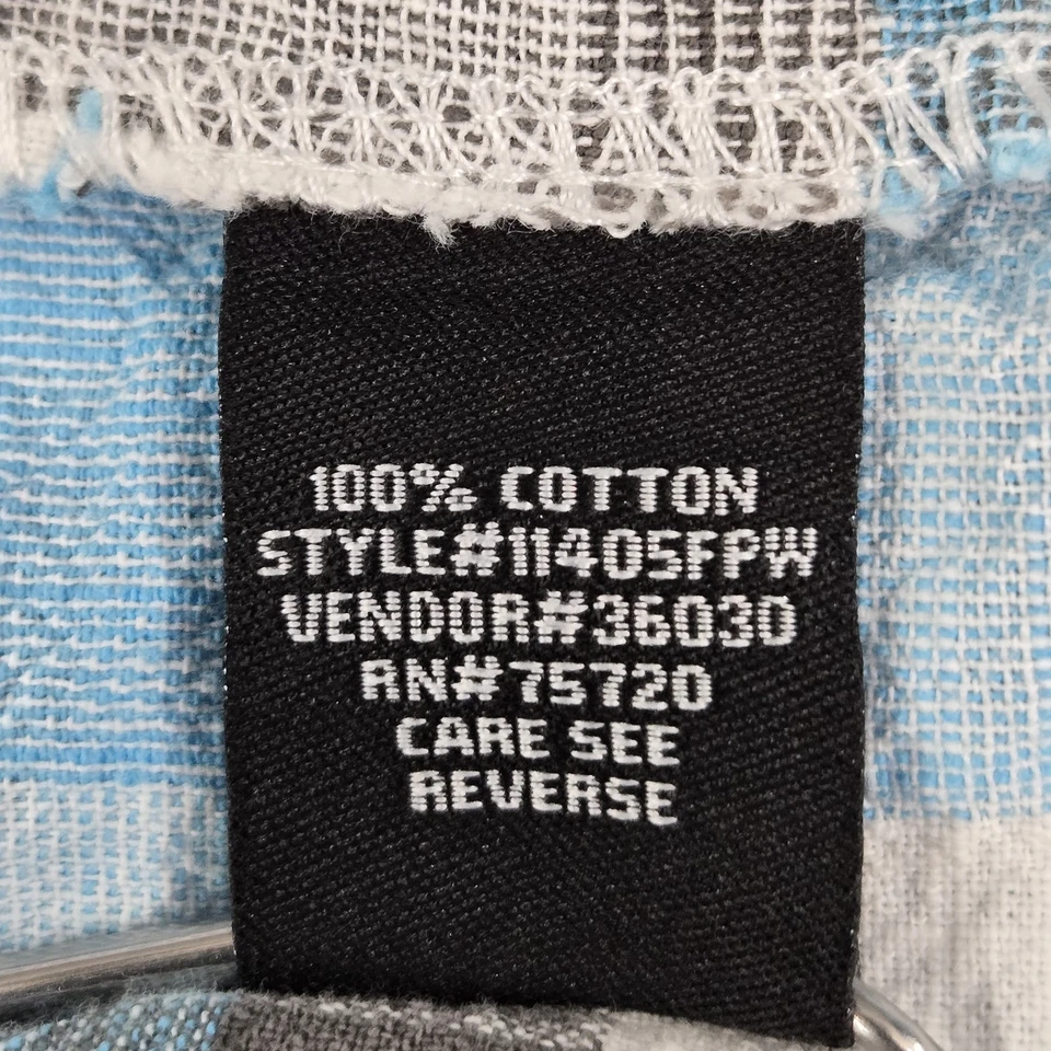 Camisa masculina BKE M azul xadrez manga curta pérola encaixe faroeste - Imagem 3 de 4