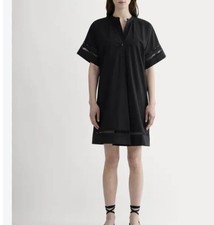 Everlane Black Cotton Poplin Lace Trim Popover Dress Relaxed Fit Sz XL