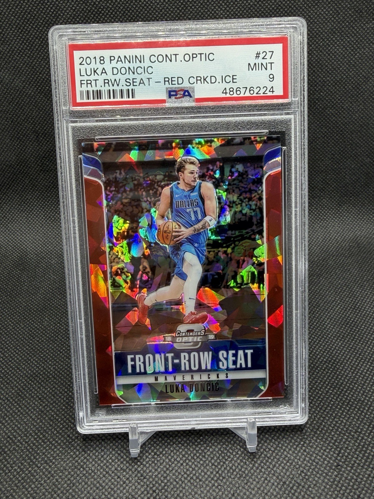 2018 Contenders Optic Front Row Seat Red Ice Prizm Luka Doncic #27 RC PSA 9
