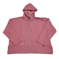 DKNY Women's Tech Pockets Full-Zip Soft Ottoman Hooded Jacket Faded Rose, L