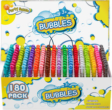 180 Piece Bubble Wands, 18 Colors Mini Neon Bubble Toy Bulk with Box for Hallowe