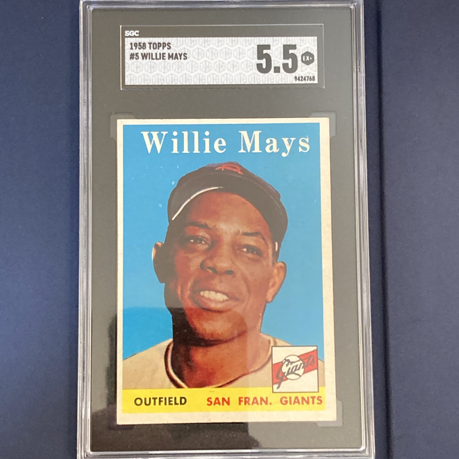 1958 TOPPS WILLIE MAYS #5 SGC 5.5 EX+ SF GIANTS HOF